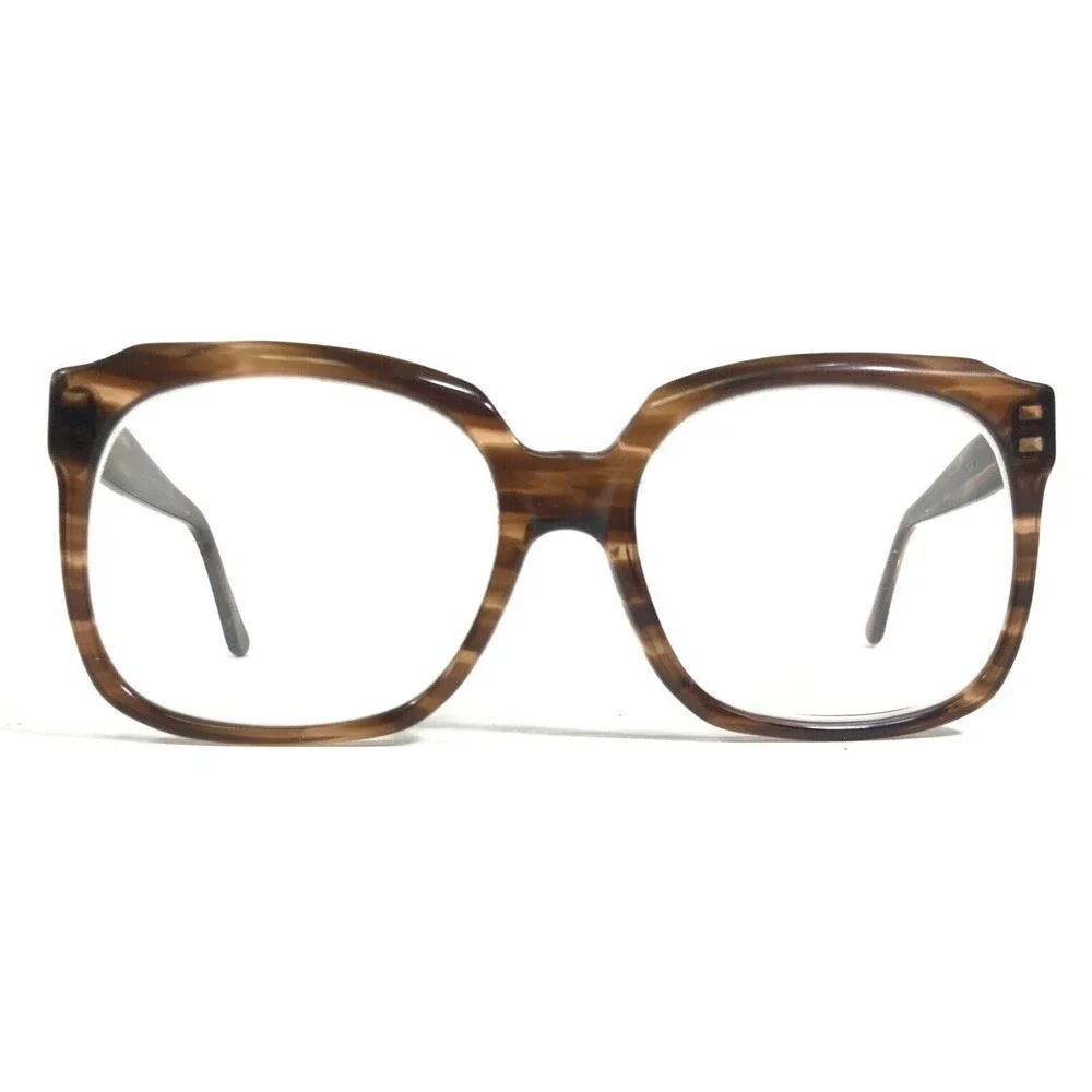 Vintage Darin Eyeglasses Frames Striped Brown Horn Square Thick Rim 51-18-135